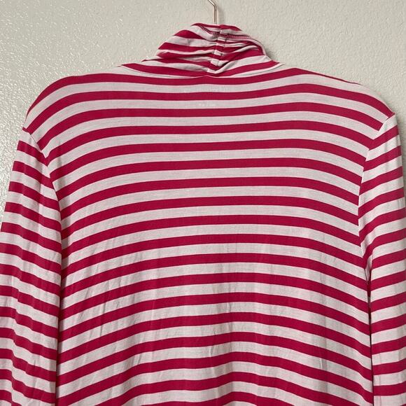 Soft Surroundings Cardigan‎ Womens Large Pink White Striped Floral Embroidered - Picture 7 of 11